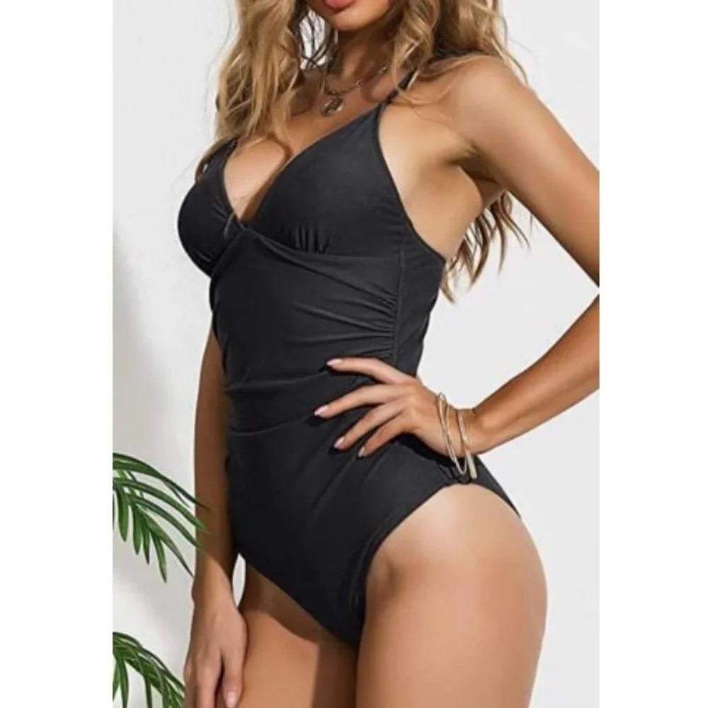 NEW Black Sz Medium Beach Pool Removeable Pads Adjustable Straps 1 Pc Swimsuit